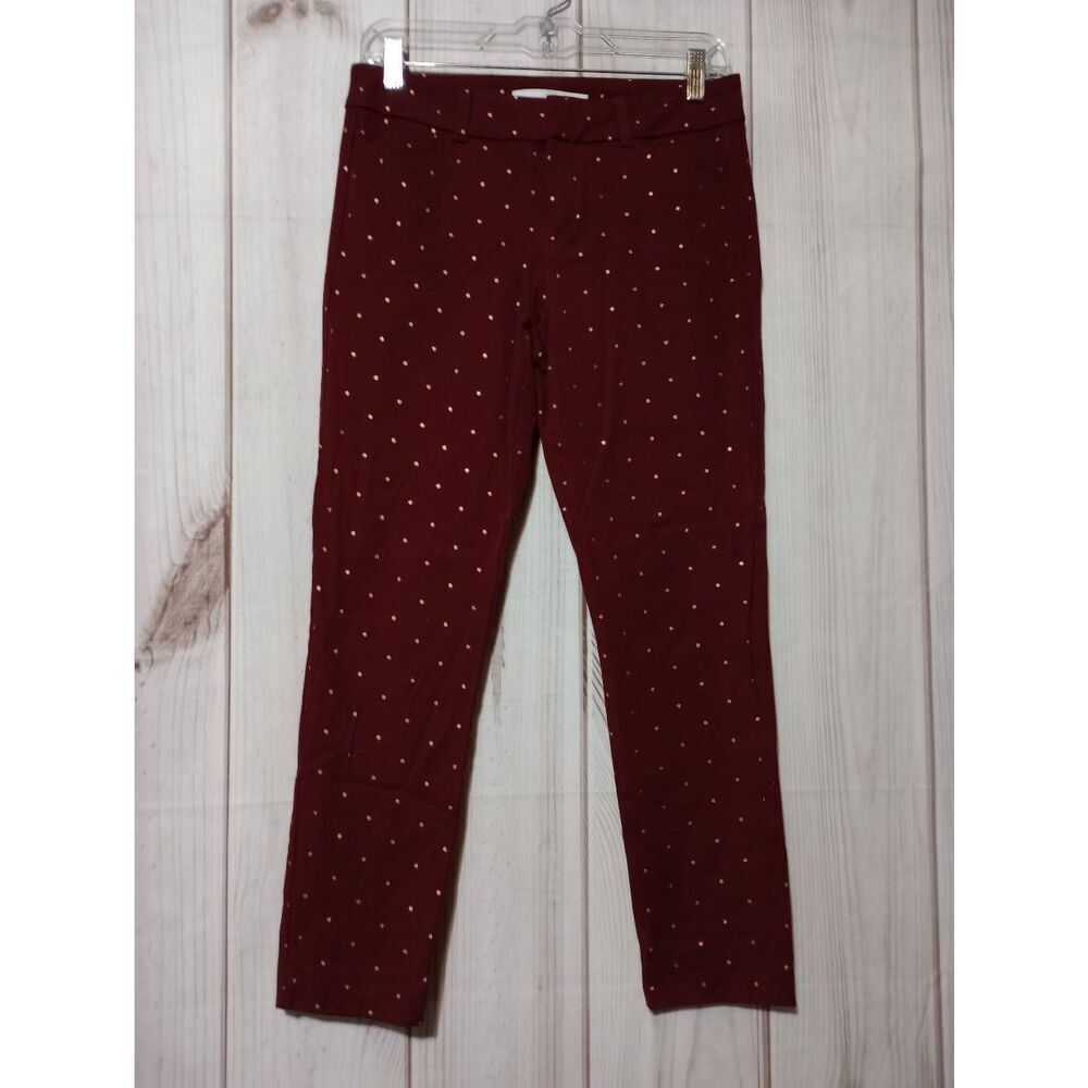 Old Navy Pants Ladies 4 Maroon Gold Pixie‎ Skinny Ankle
